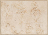 I 009
<br/>
Schetsen van vazen en een bokaal
<br/>
<em>Porta, Guglielmo della (1500/10-1577)</em>